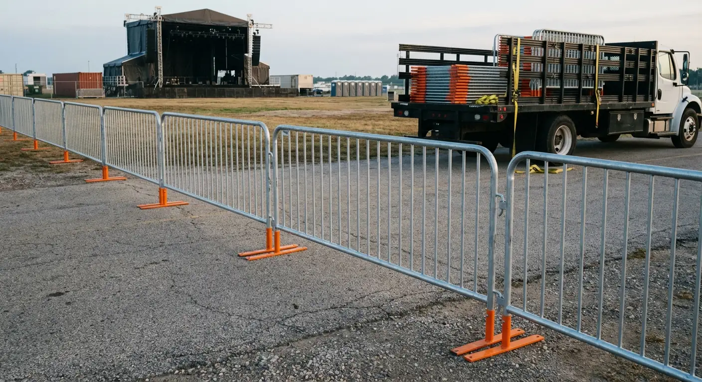 Crowd control barricade setup in Bonita Springs, FL