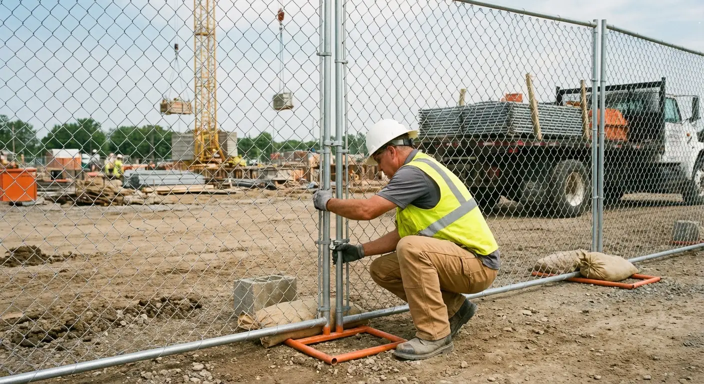 Comparison of professional fencing solutions versus DIY risks on a construction site in Bonita Springs, FL