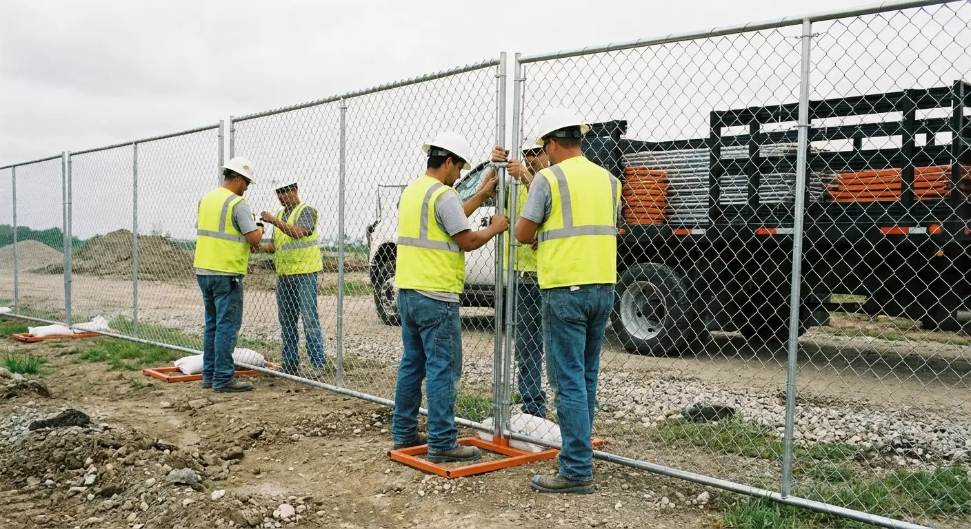 Old 41 Fence Rentals team installing temporary fencing in Bonita Springs, FL
