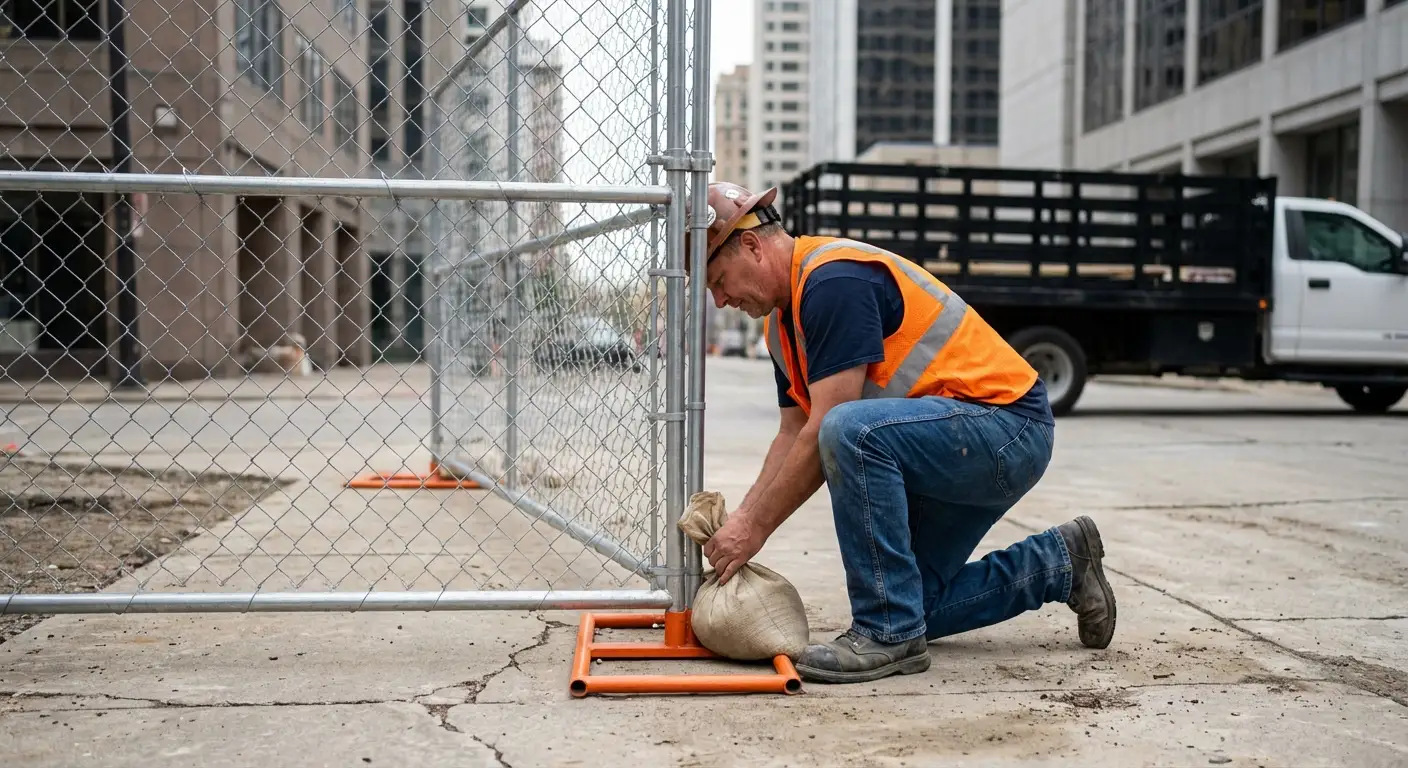 Temporary fence installation in Downtown Bonita Springs area