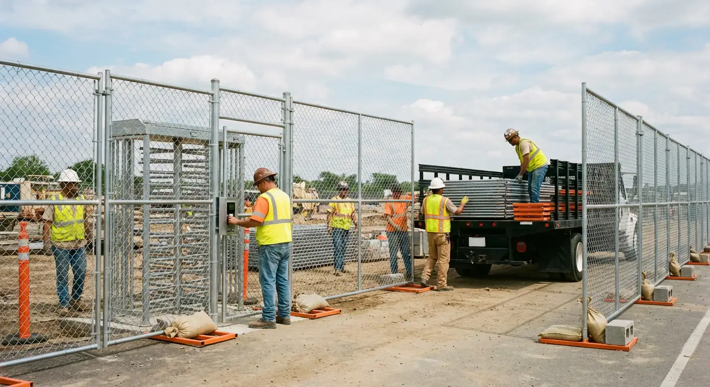 Secure construction site with temporary fencing in Bonita Springs, FL